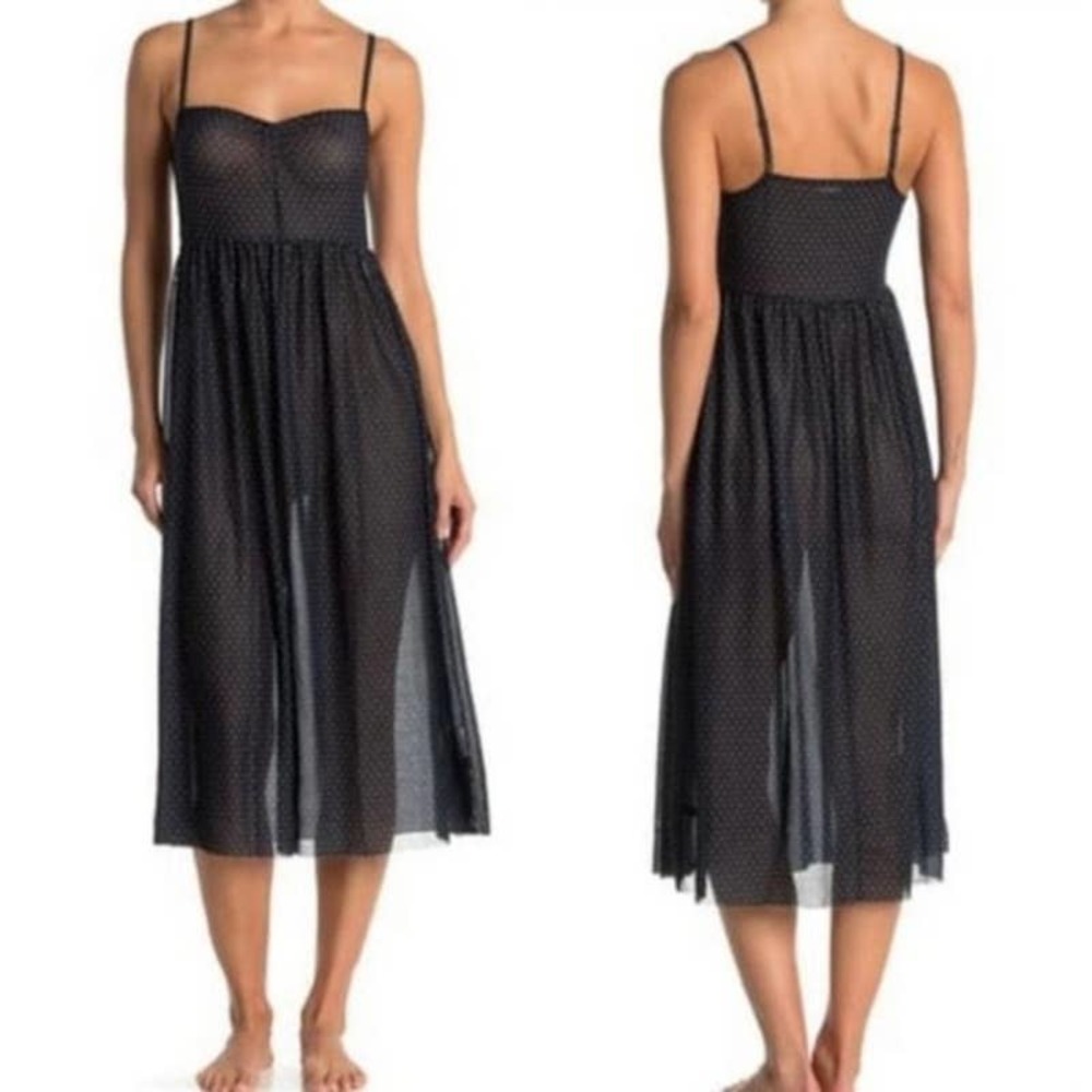 Free People Madeline Slip Dress Black Polka Dot NWT Women's XS